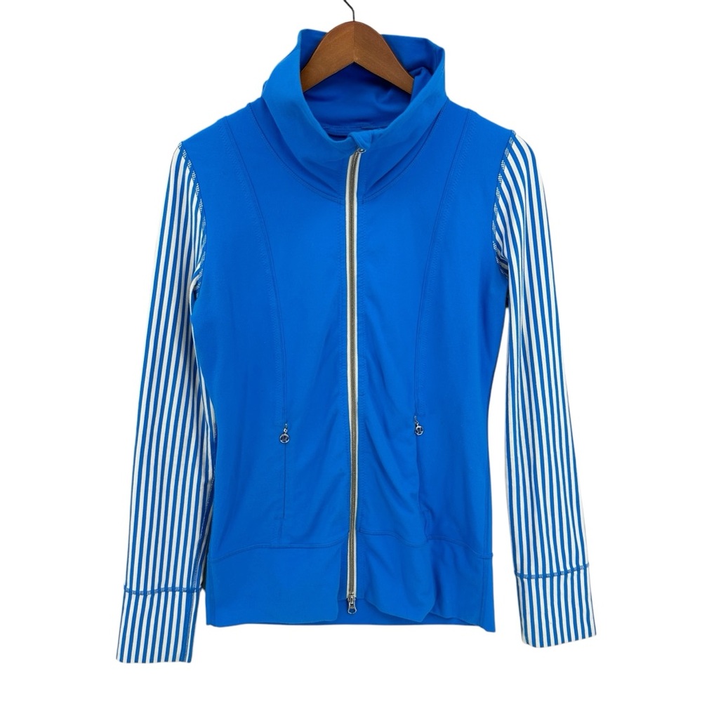lululemon athletica Blue Jacket with Striped Sleeves